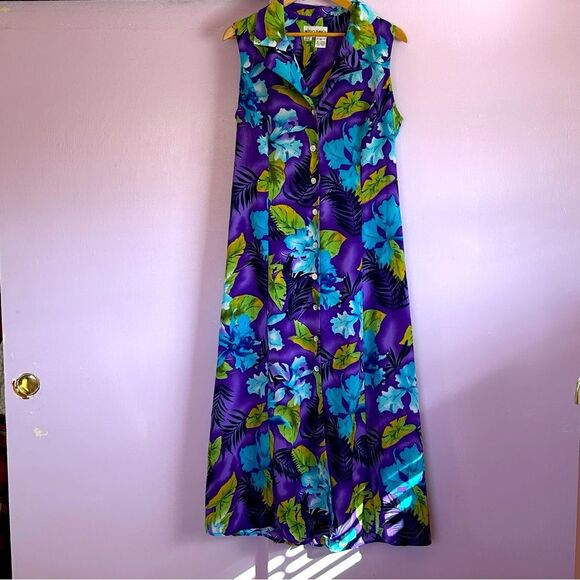 Women Betsy’s Things Floral Duster Sz 16 Purple, Green and Blue - Picture 1 of 4